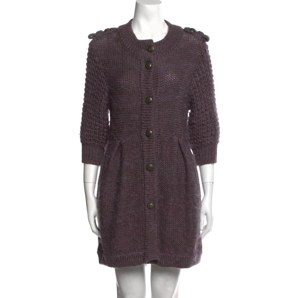 Tibi Dark Knit Button-Up Sweater dress